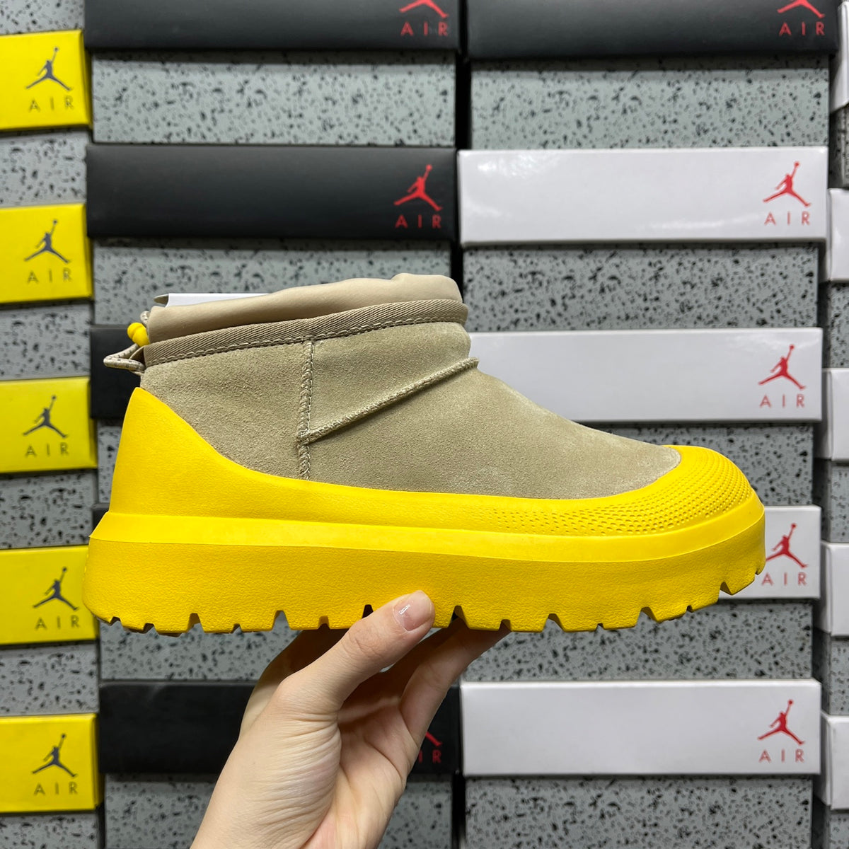UGG Beige & Yellow Chunky Slip-On Ankle Boots