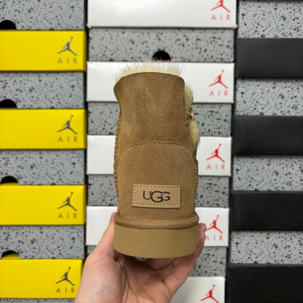 UGG Chestnut Button Boots with Plush Trim