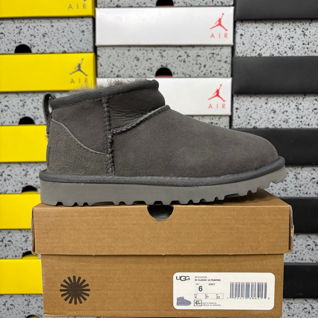 UGG Gray Mini Pull-On Boots with Plush Lining