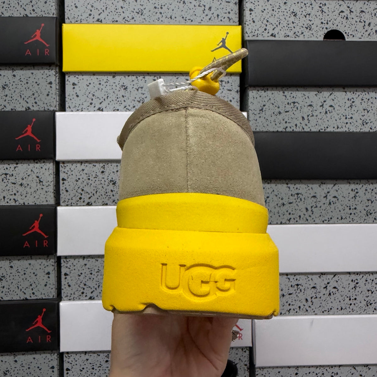 UGG Beige Chunky Slip-On Shoes with Yellow Sole