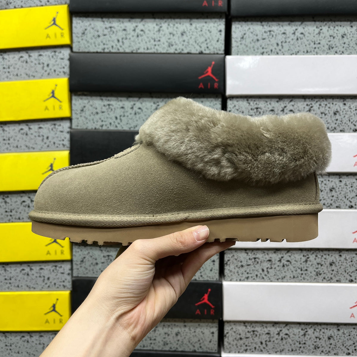 UGG Antelope Brown Slip-On Shoes with Plush Collar
