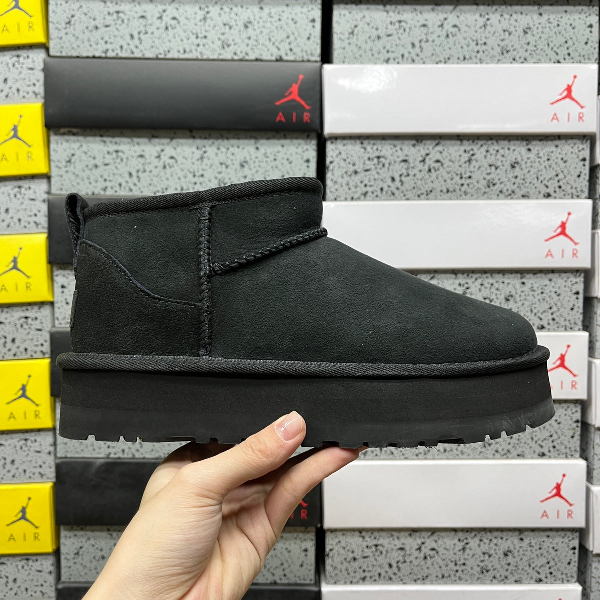 UGG Black Ultra Mini 3cm Platform Ankle Boots