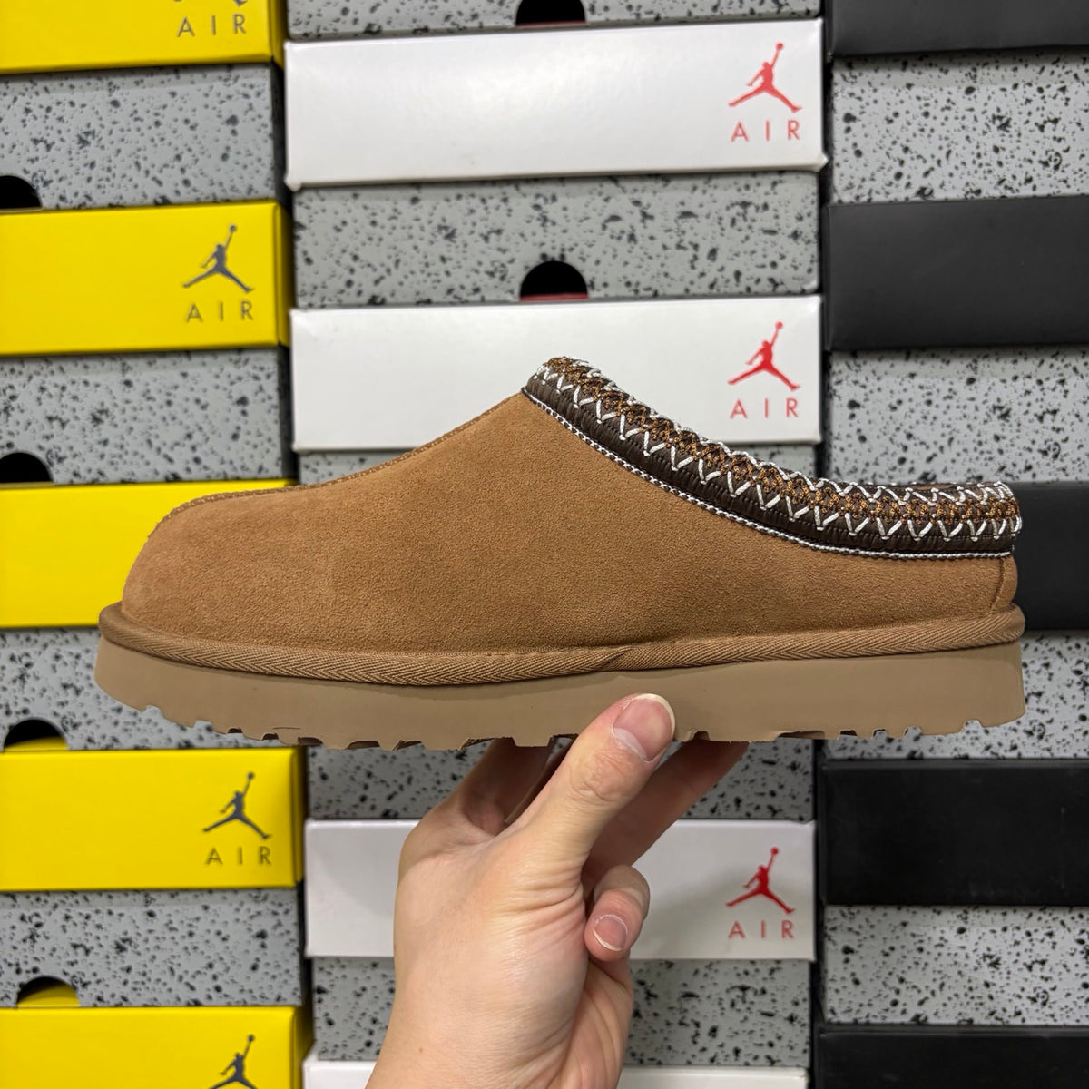 UGG Chestnut Slip-On Slippers with Contrast Woven Trim
