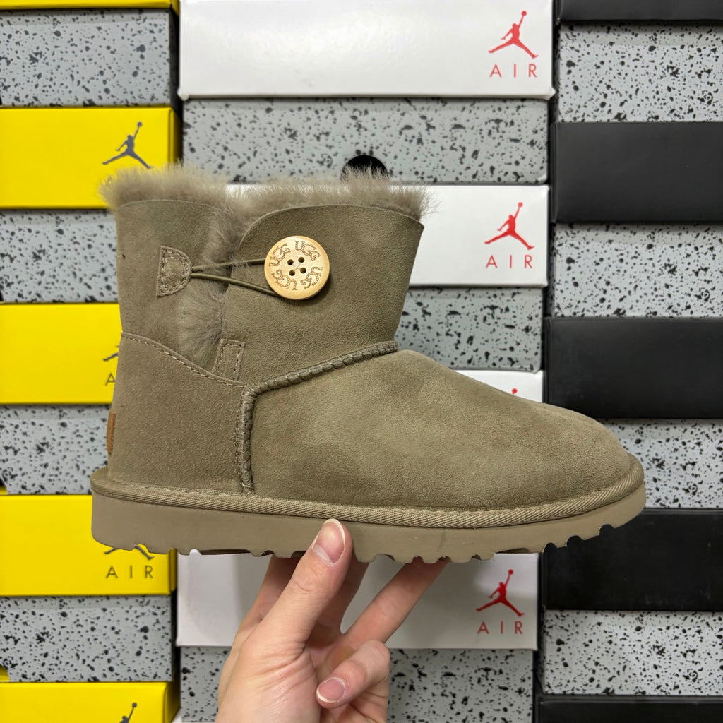 UGG Antelope Brown Button Boots with Plush Trim