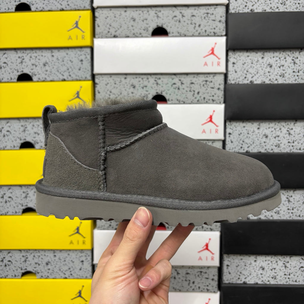 UGG Gray Mini Pull-On Boots with Plush Lining
