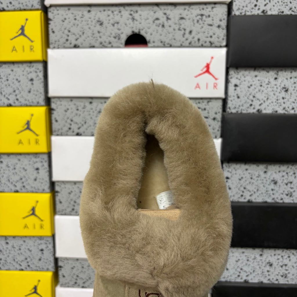 UGG Antelope Brown Platform Slip-Ons with Plush Collar