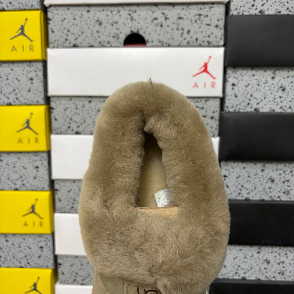 UGG Antelope Brown Platform Slip-Ons with Plush Collar