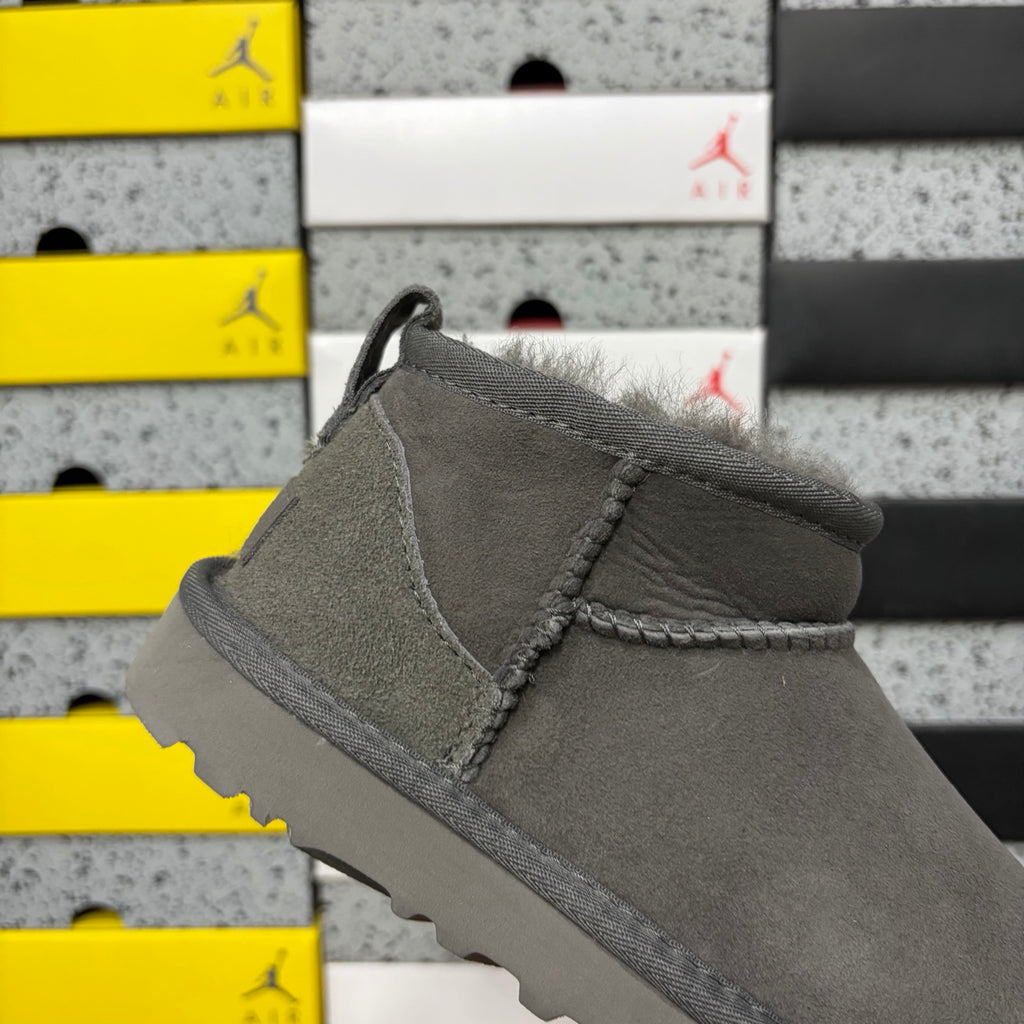 UGG Gray Mini Pull-On Boots with Plush Lining
