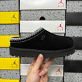 UGG Black Slip-On Slippers with Contrast Woven Trim