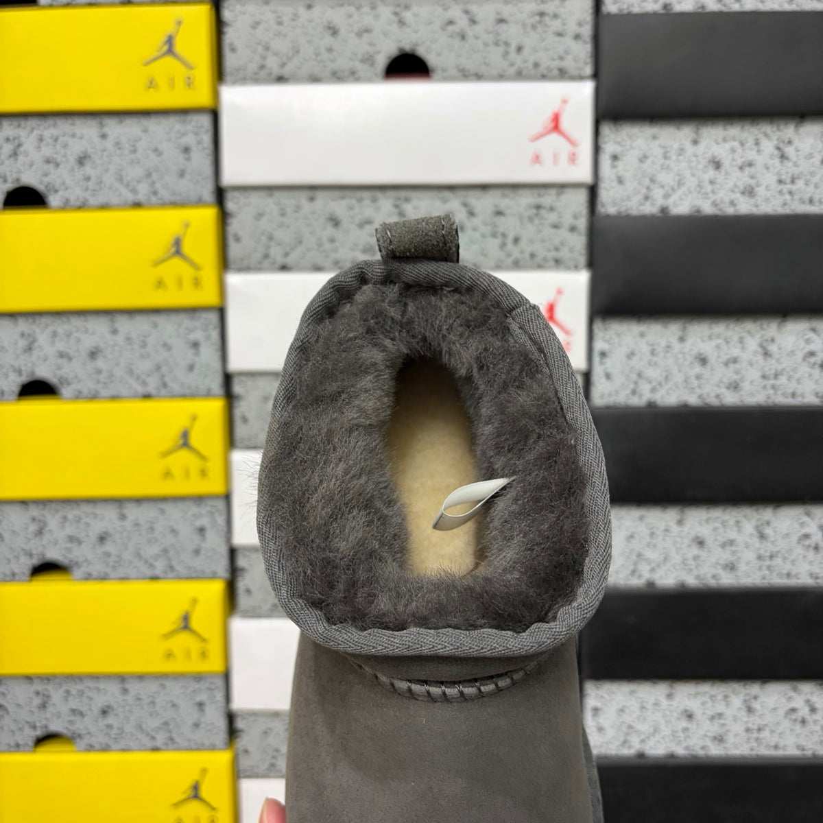 UGG Gray Mini Pull-On Boots with Plush Lining