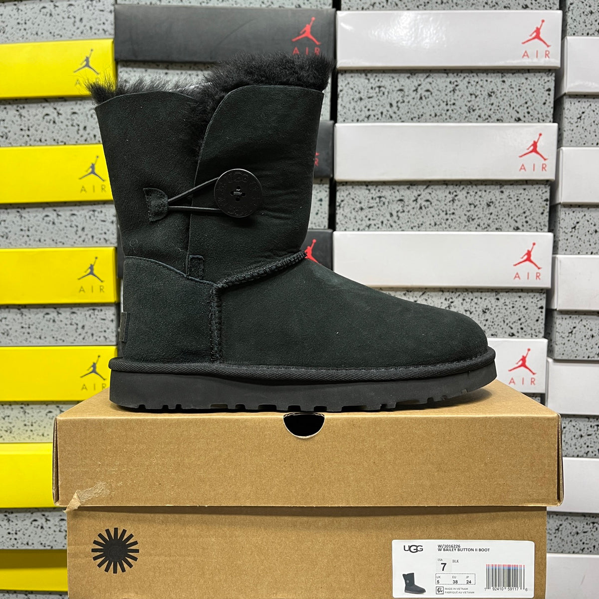 UGG Black Single-Button Short Boots