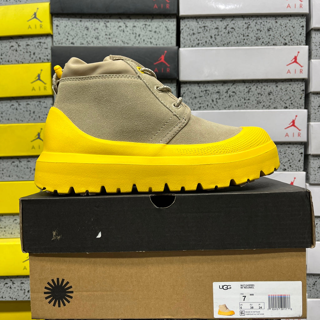 UGG Beige & Yellow Chunky Lace-Up Ankle Boots