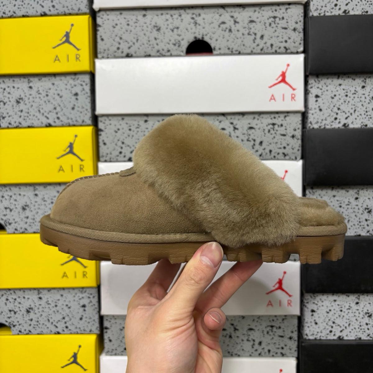 UGG Antelope Brown Slippers with Plush Collar