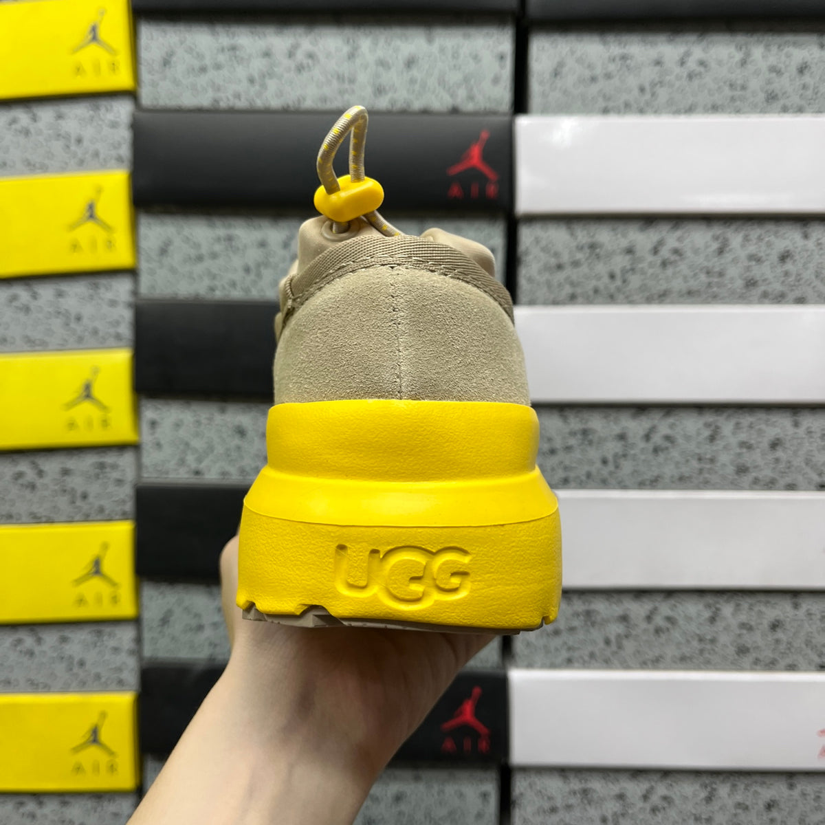 UGG Beige Chunky Slip-On Shoes with Yellow Sole