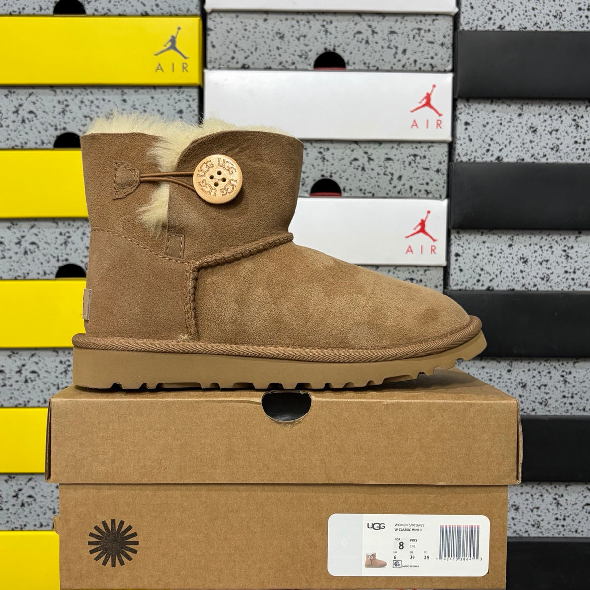 UGG Chestnut Button Boots with Plush Trim