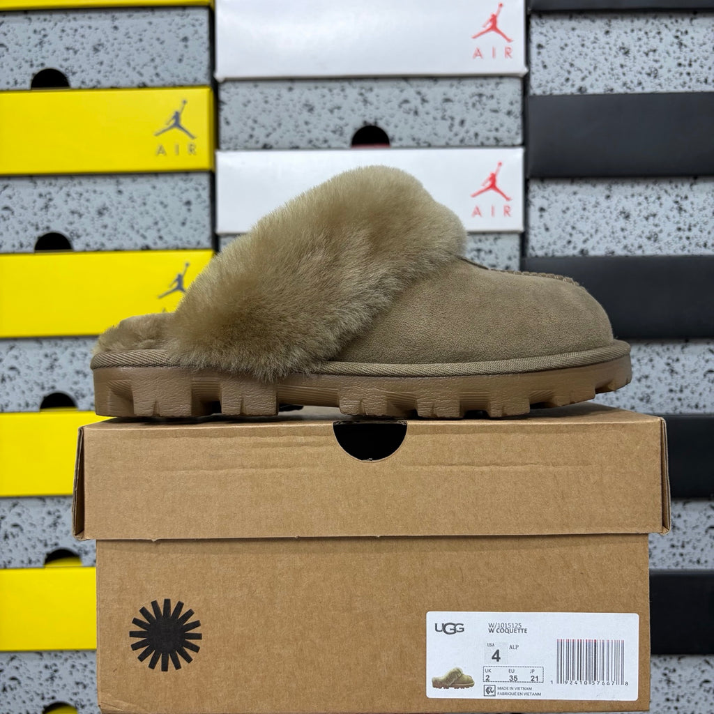 UGG Antelope Brown Slippers with Plush Collar