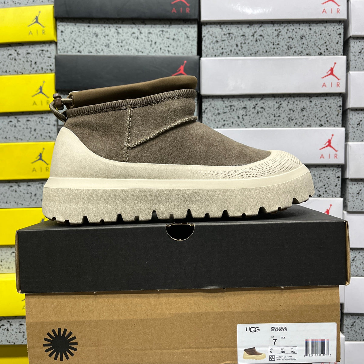 UGG Olive Green & Cream Chunky Slip-On Ankle Boots