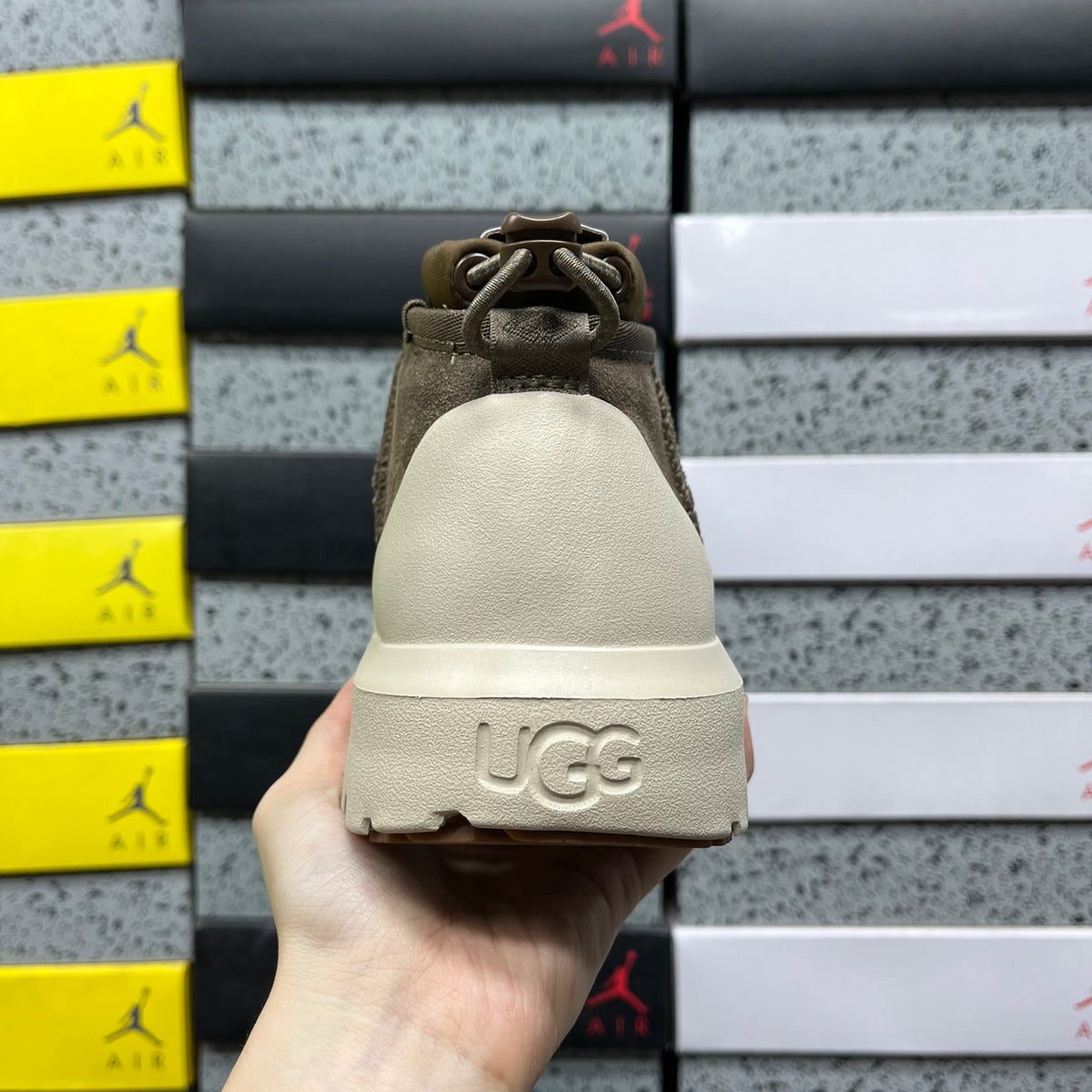 UGG Olive Green & Cream Chunky Slip-On Ankle Boots