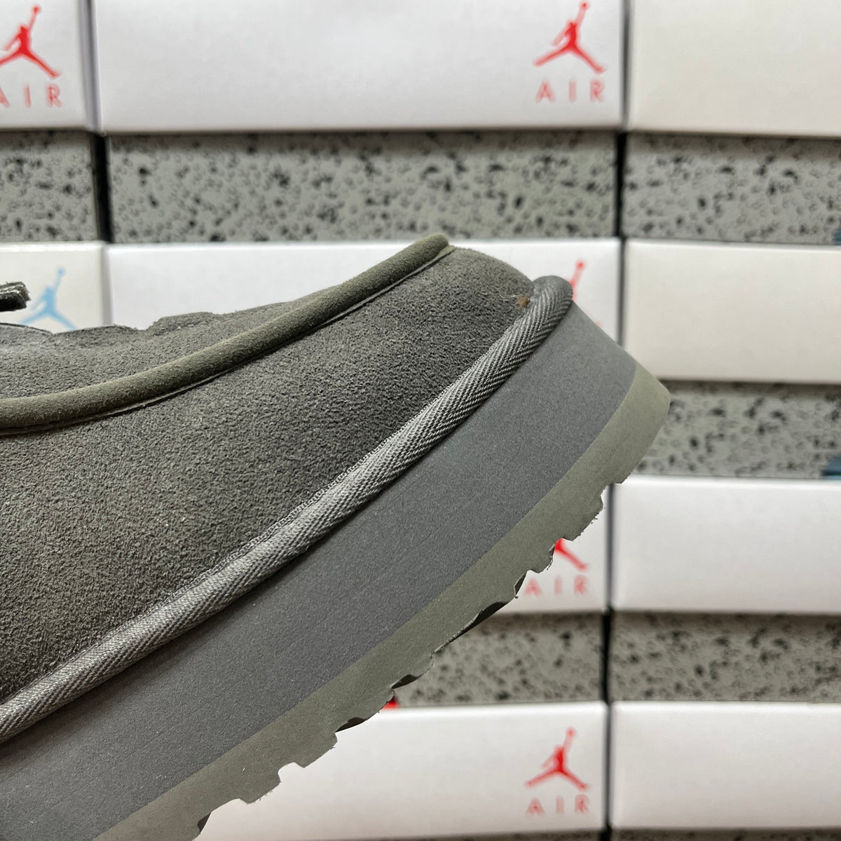UGG Gray Platform Ankle Boots with Plush Cuff