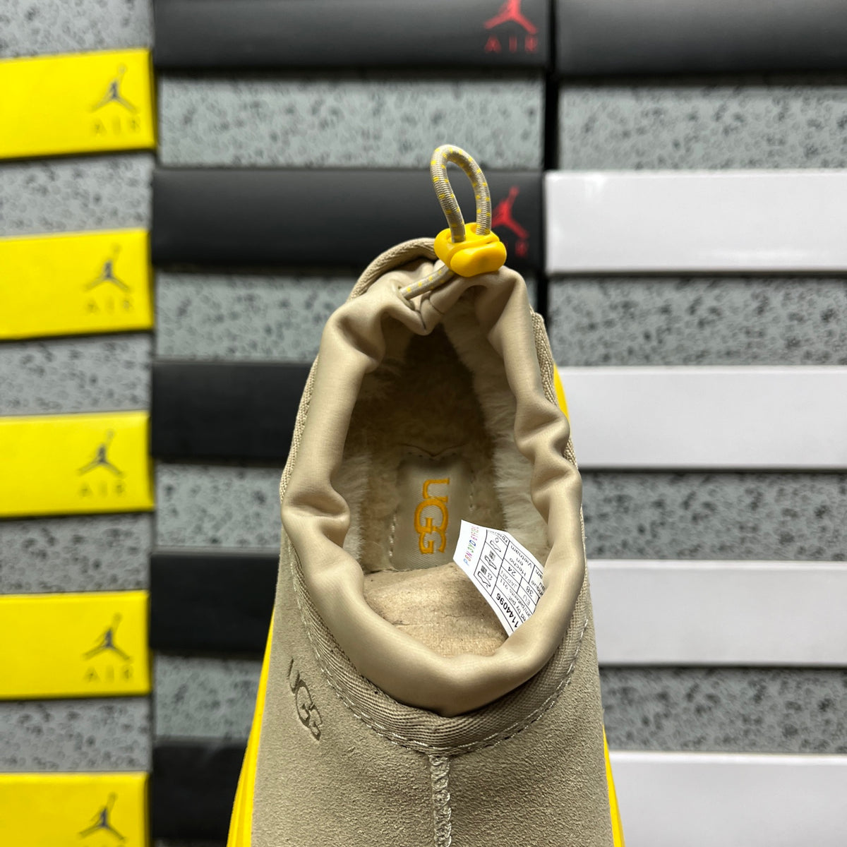 UGG Beige Chunky Slip-On Shoes with Yellow Sole
