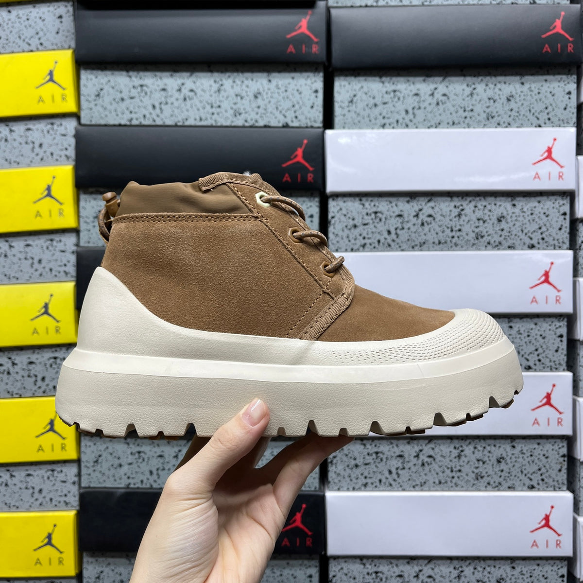 UGG Chestnut & Cream Chunky Lace-Up Ankle Boots