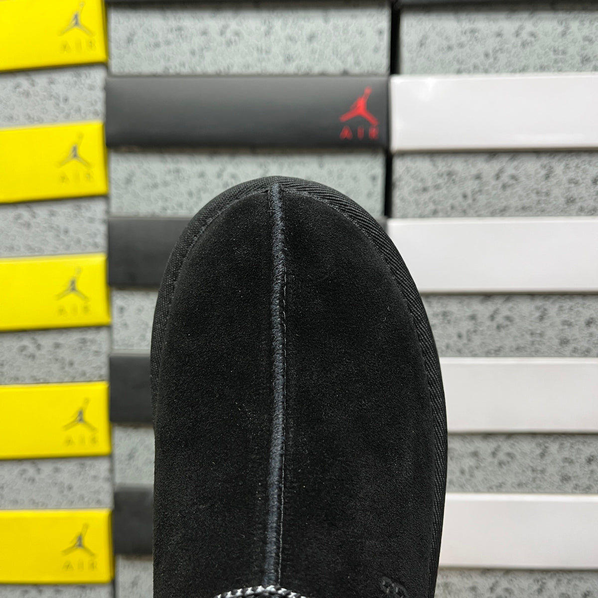 UGG Black Platform Slippers with Contrast Woven Trim