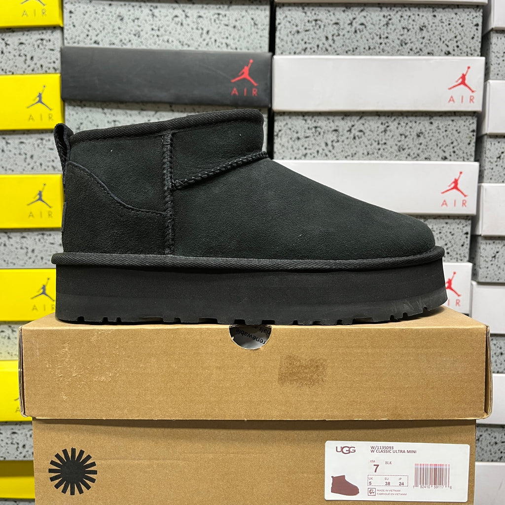 UGG Black Ultra Mini 3cm Platform Ankle Boots