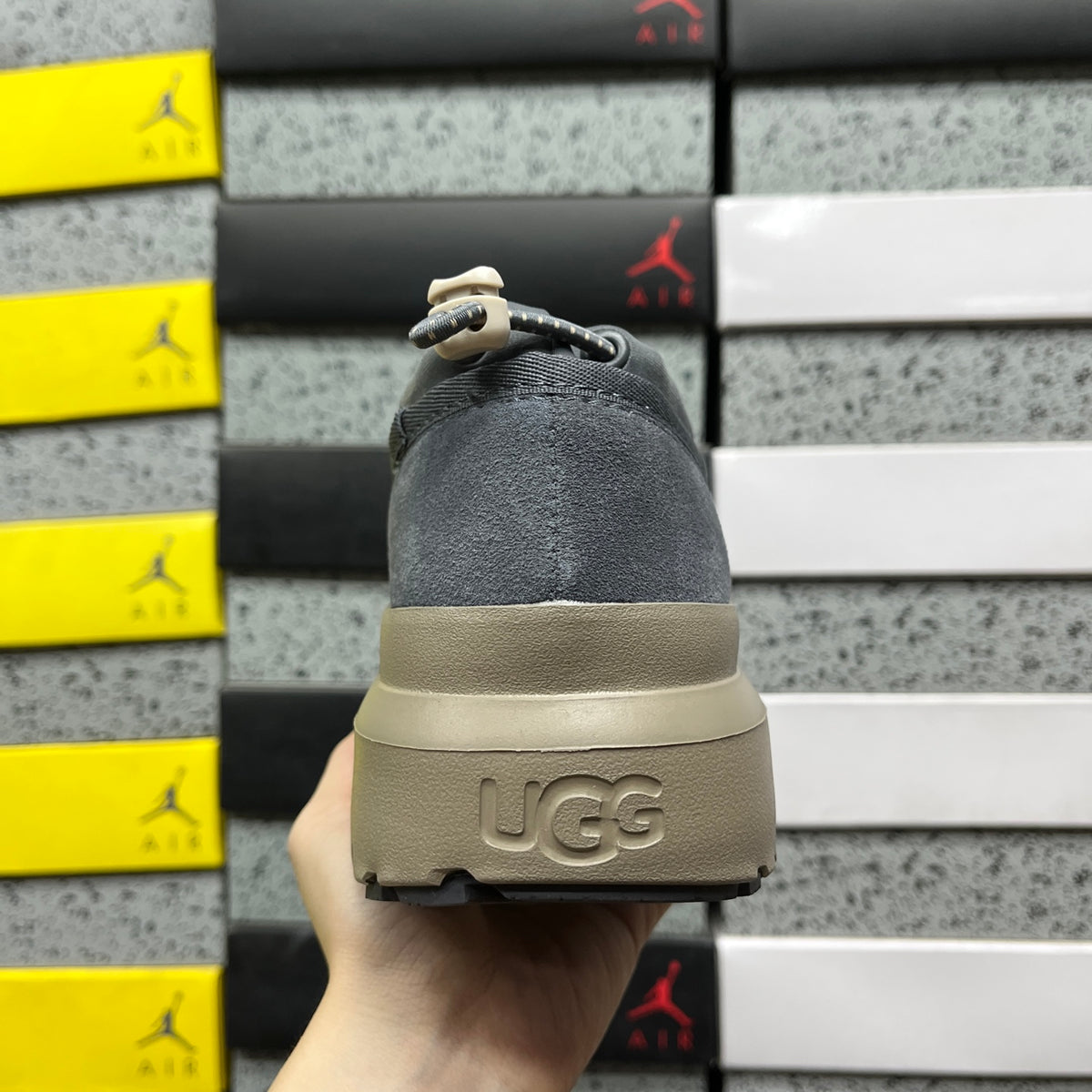 UGG Asphalt Gray Chunky Slip-On Shoes with Taupe Sole