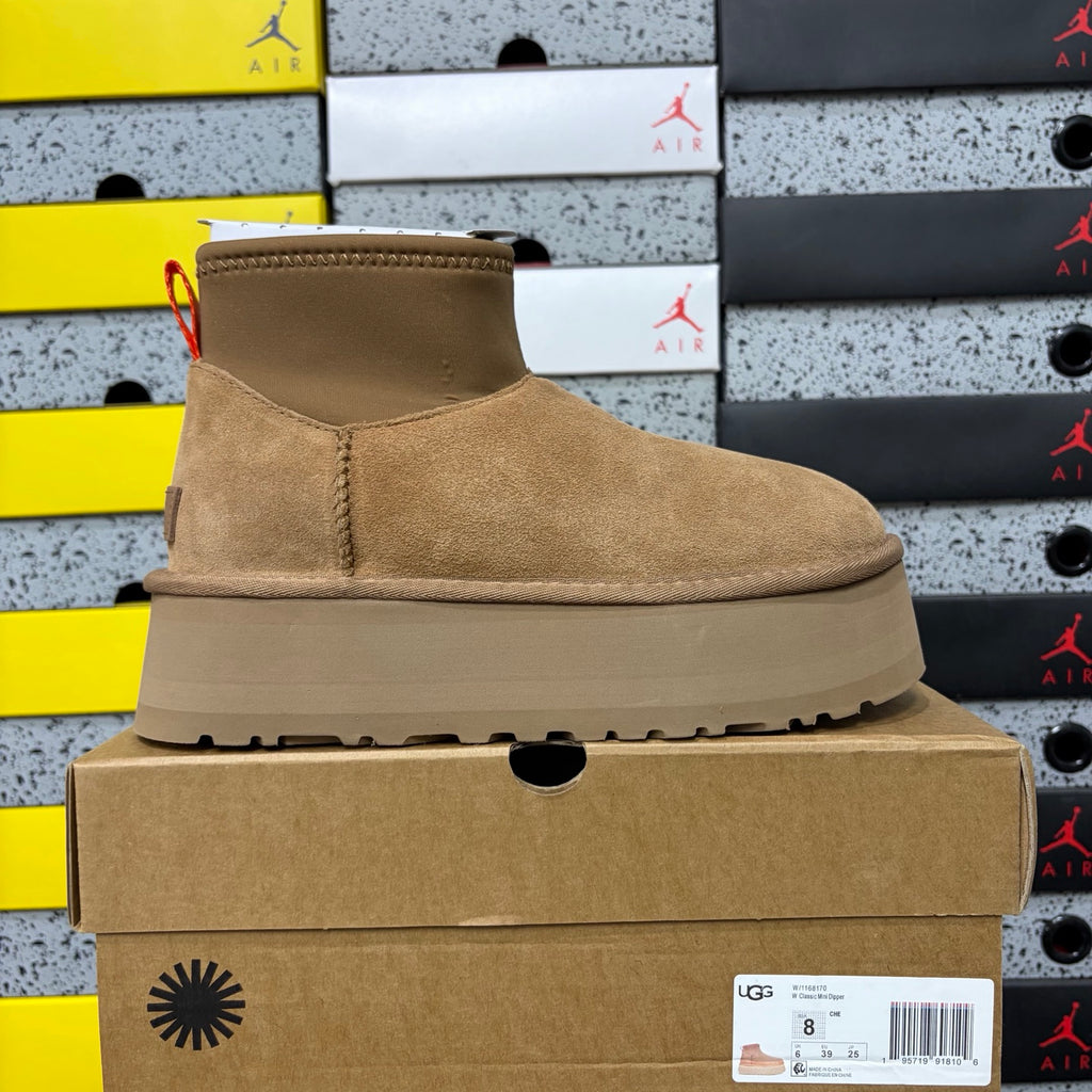 UGG Brown Platform Ankle Boots with Contrast Pull Tab