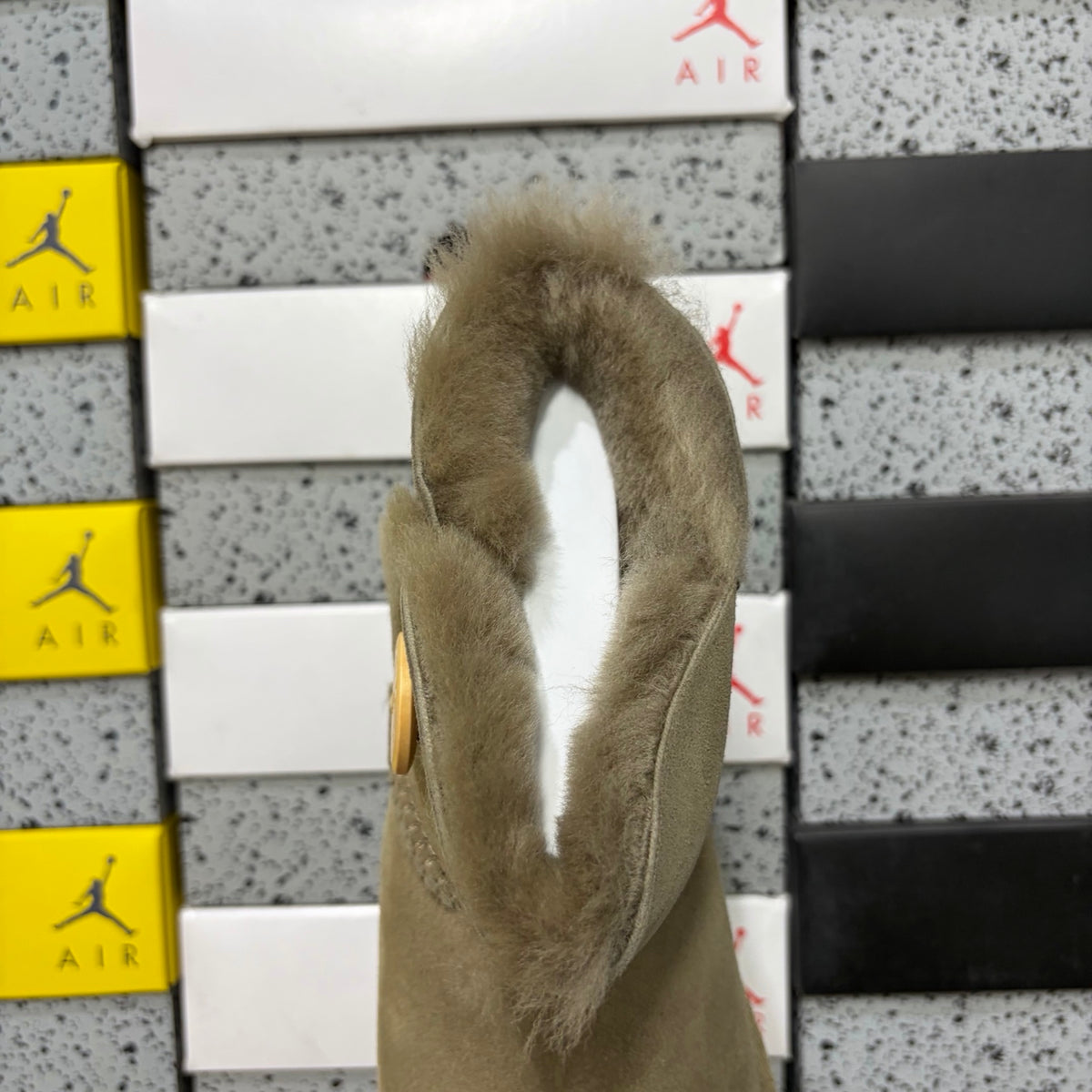 UGG Antelope Brown Button Boots with Plush Trim