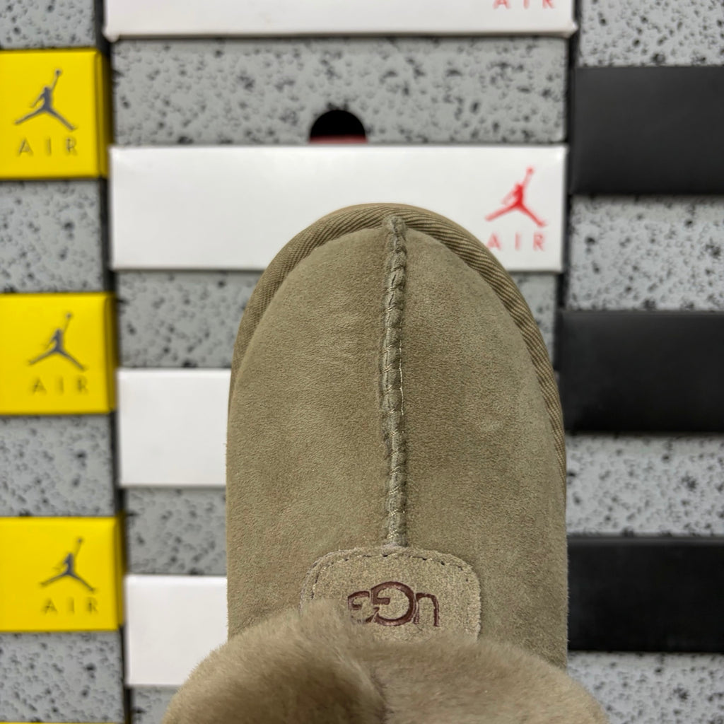 UGG Antelope Brown Platform Slip-Ons with Plush Collar