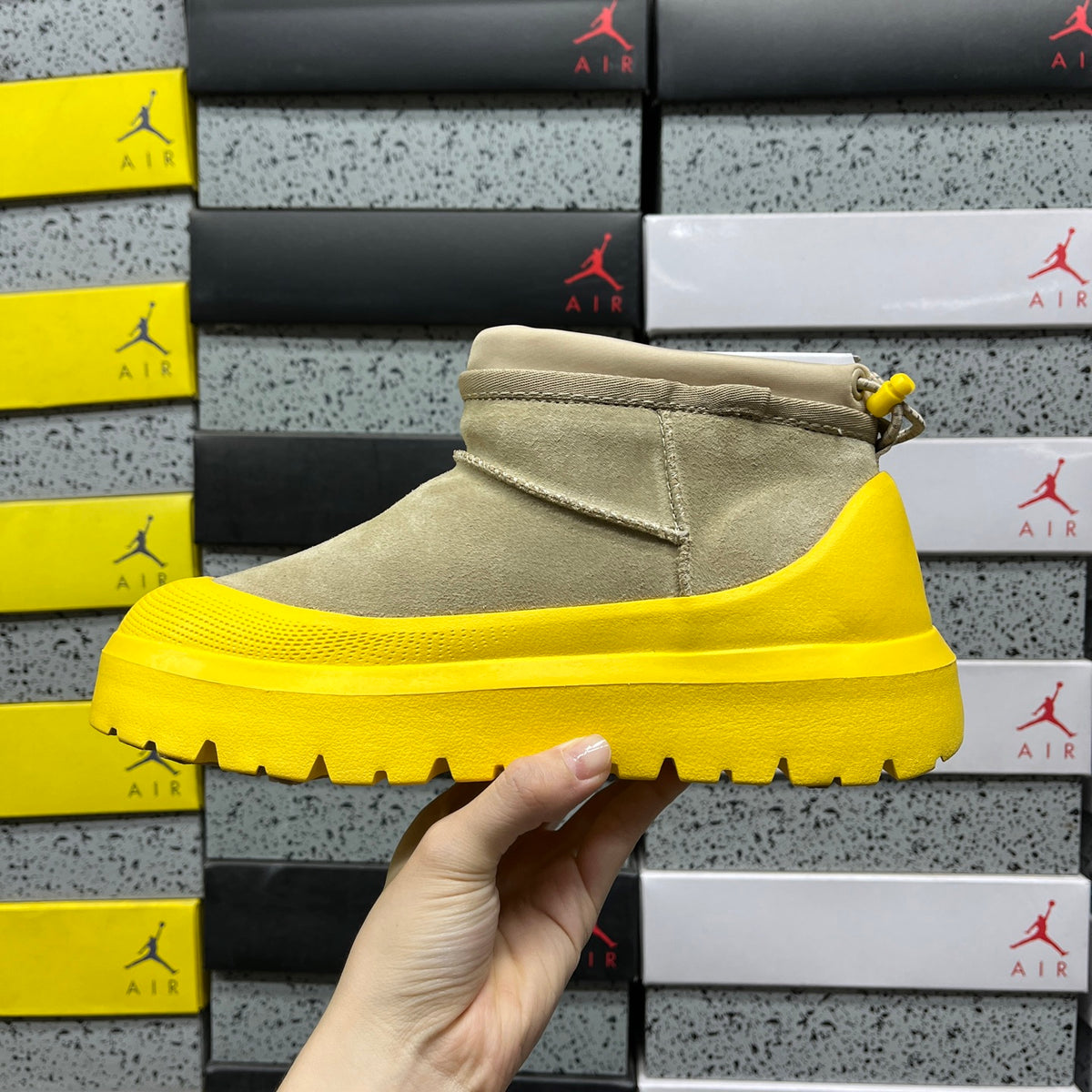 UGG Beige & Yellow Chunky Slip-On Ankle Boots