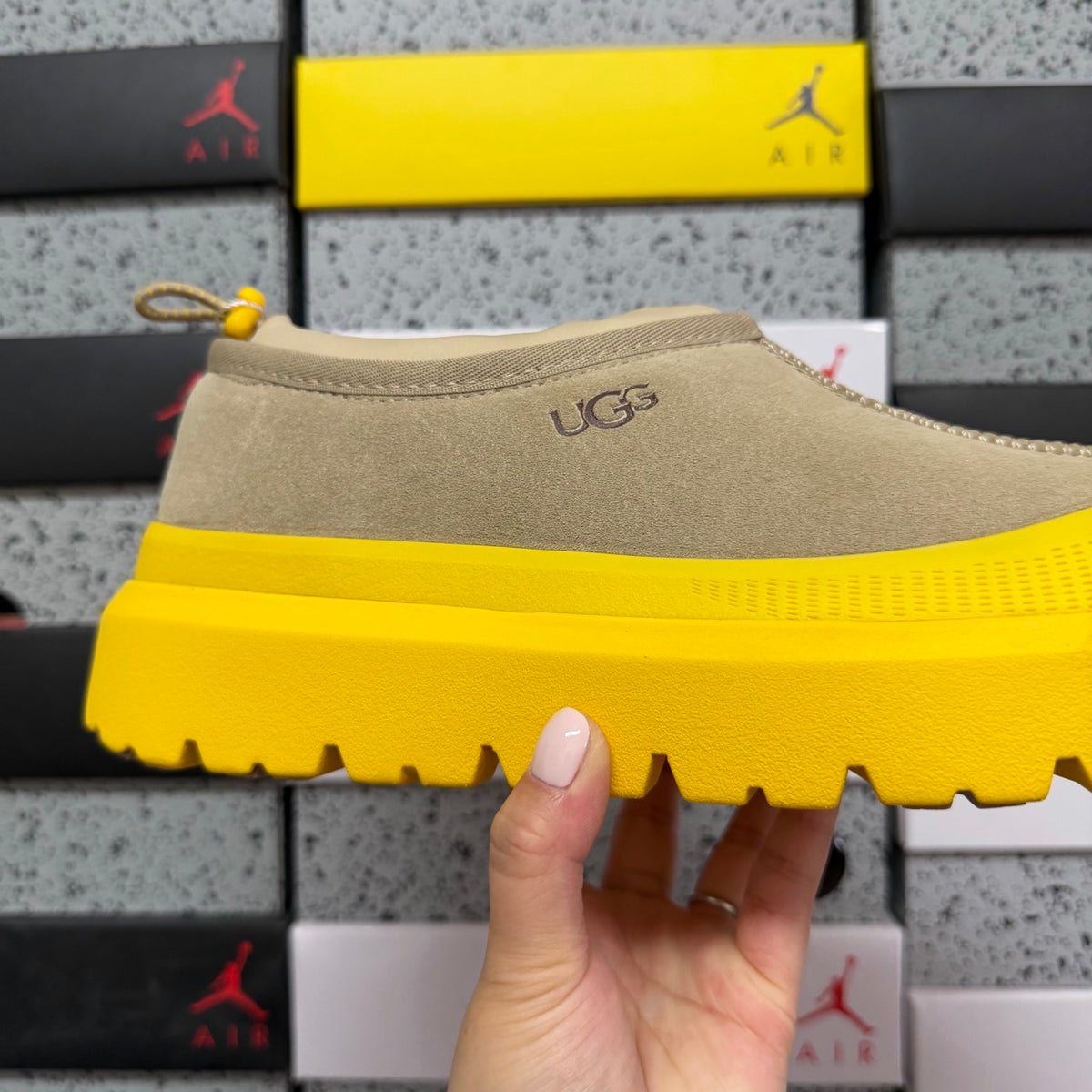 UGG Beige Chunky Slip-On Shoes with Yellow Sole