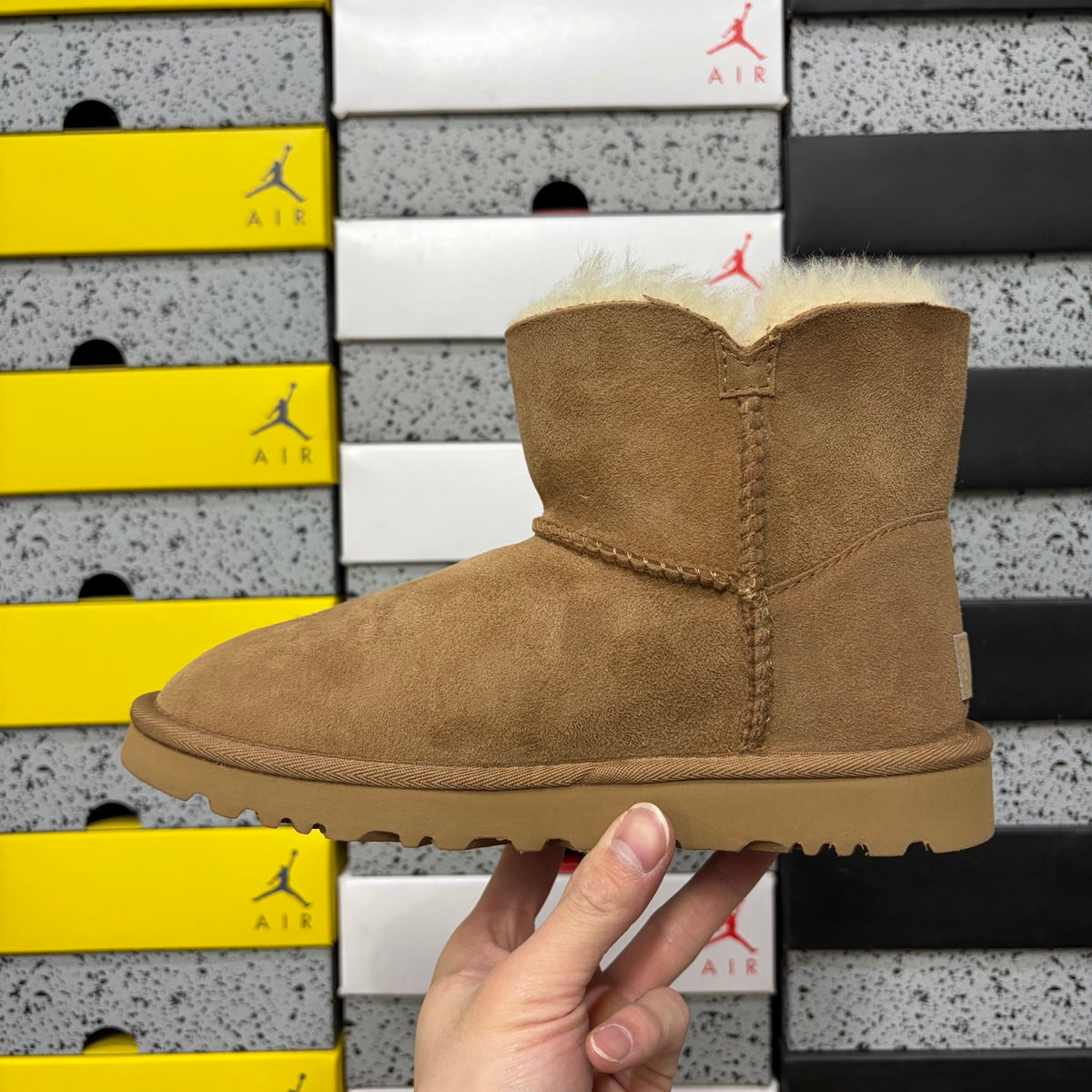 UGG Chestnut Button Boots with Plush Trim