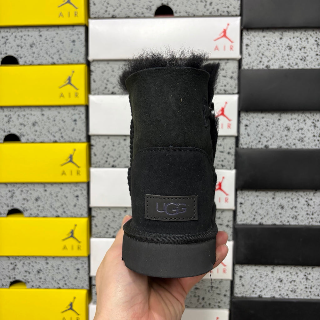 UGG Black Button Boots with Plush Trim