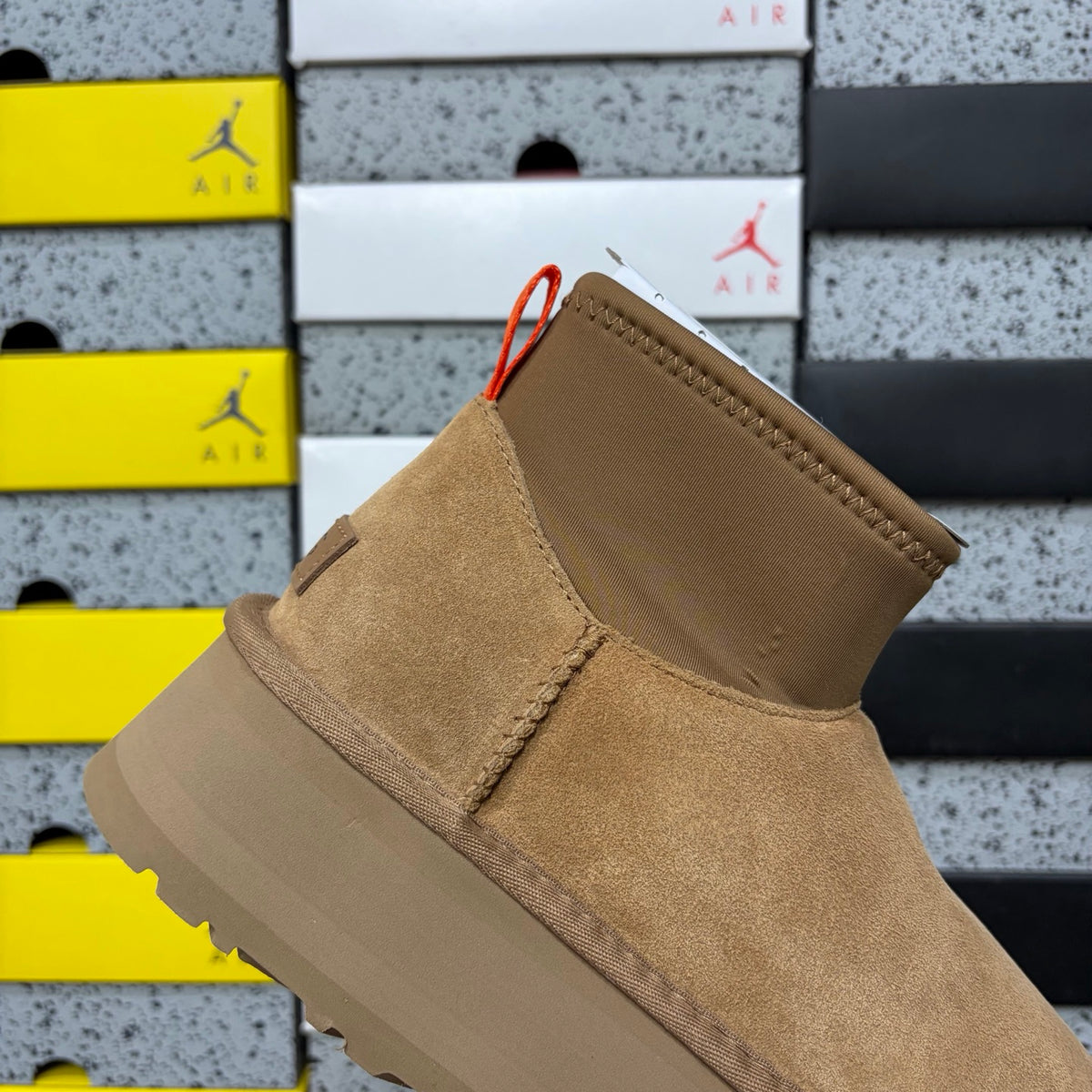UGG Brown Platform Ankle Boots with Contrast Pull Tab