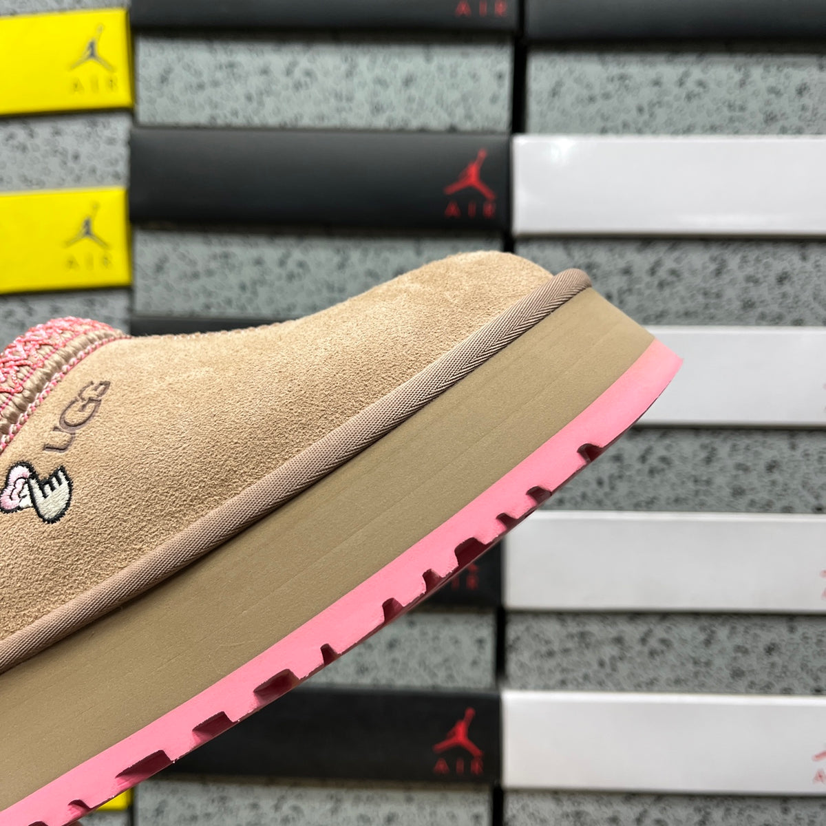 UGG Brown & Pink Platform Slip-On Slippers