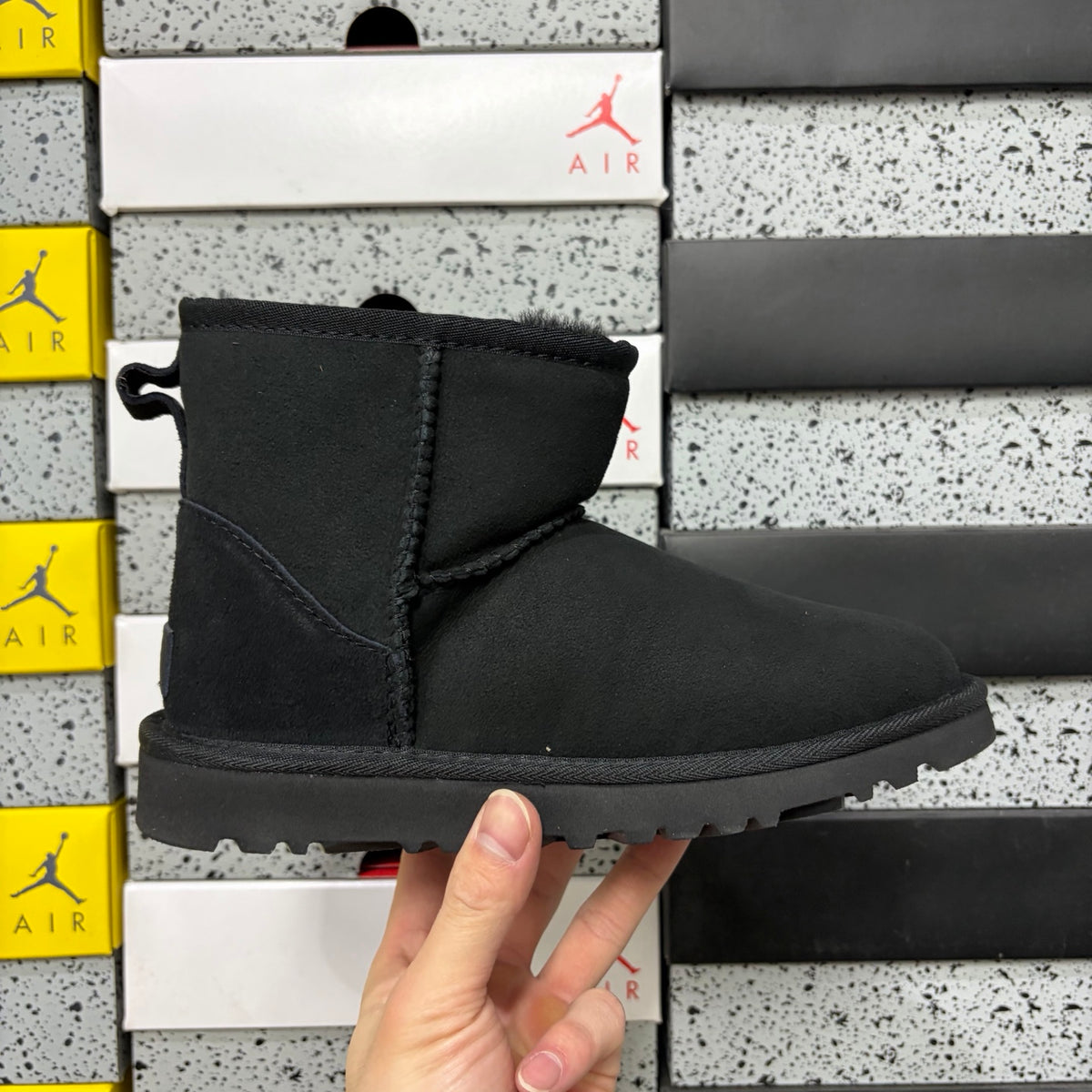 UGG Black Mini Pull-On Boots with Plush Lining