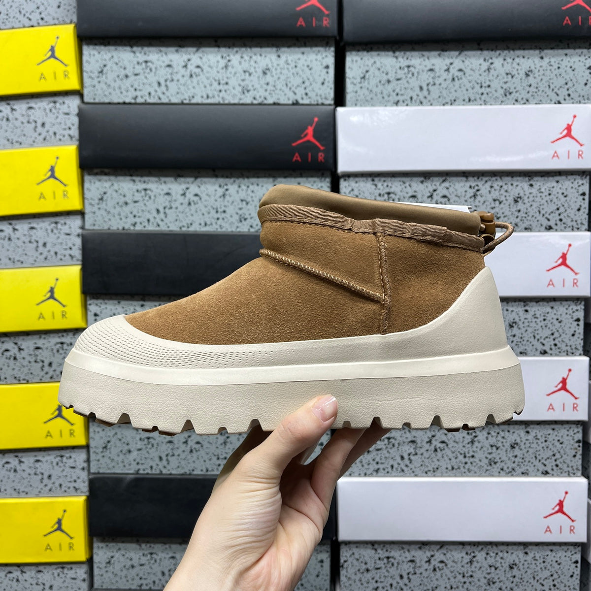 UGG Chestnut & Cream Chunky Slip-On Ankle Boots