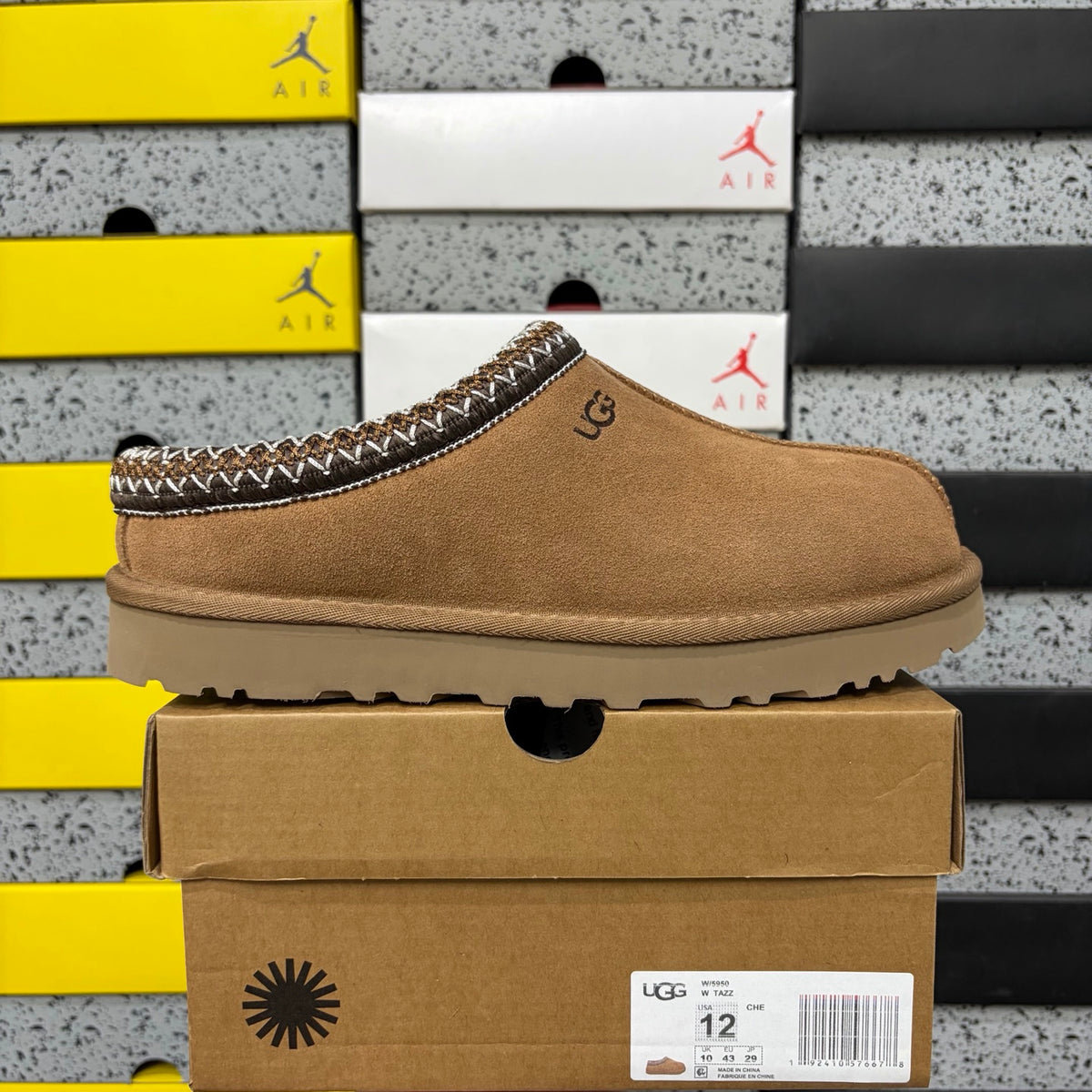 UGG Chestnut Slip-On Slippers with Contrast Woven Trim