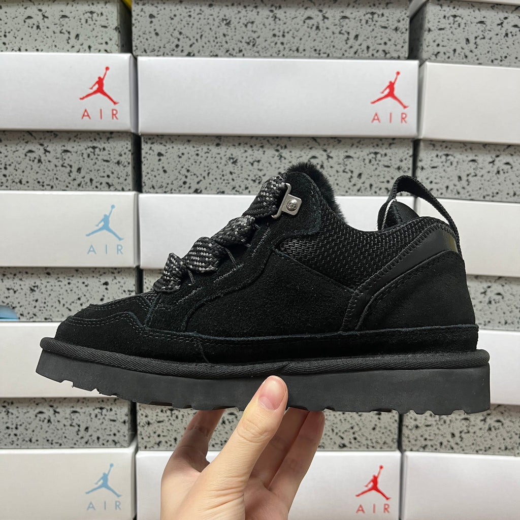 UGG Black Chunky Lace-Up Shoes with Plush Tongue