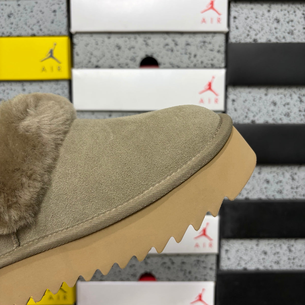 UGG Brown Platform Slip-Ons with Plush Collar