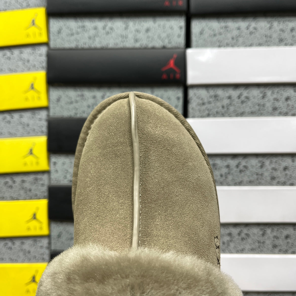 UGG Antelope Brown Platform Slippers with Plush Collar