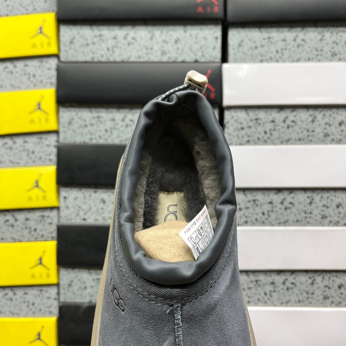 UGG Asphalt Gray Chunky Slip-On Shoes with Taupe Sole