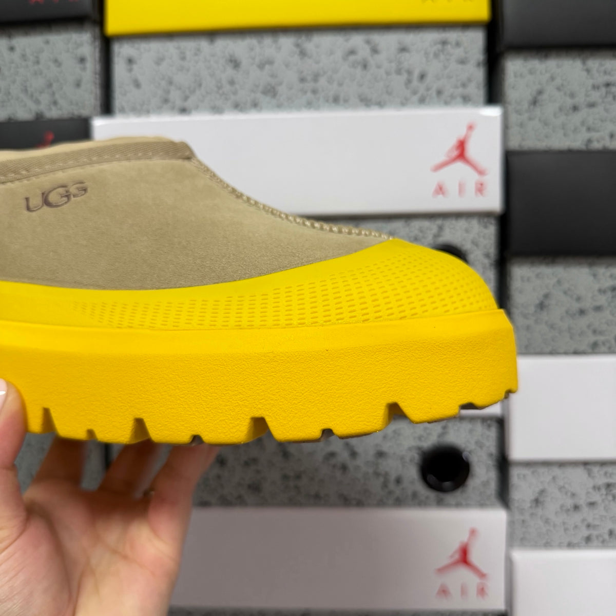 UGG Beige Chunky Slip-On Shoes with Yellow Sole