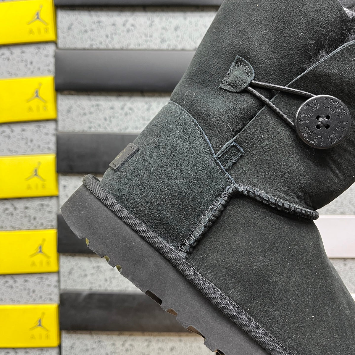 UGG Black Single-Button Short Boots