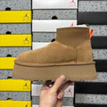 UGG Brown Platform Ankle Boots with Contrast Pull Tab