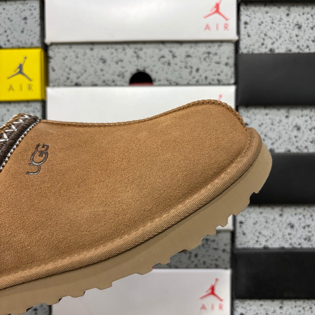 UGG Chestnut Slip-On Slippers with Contrast Woven Trim