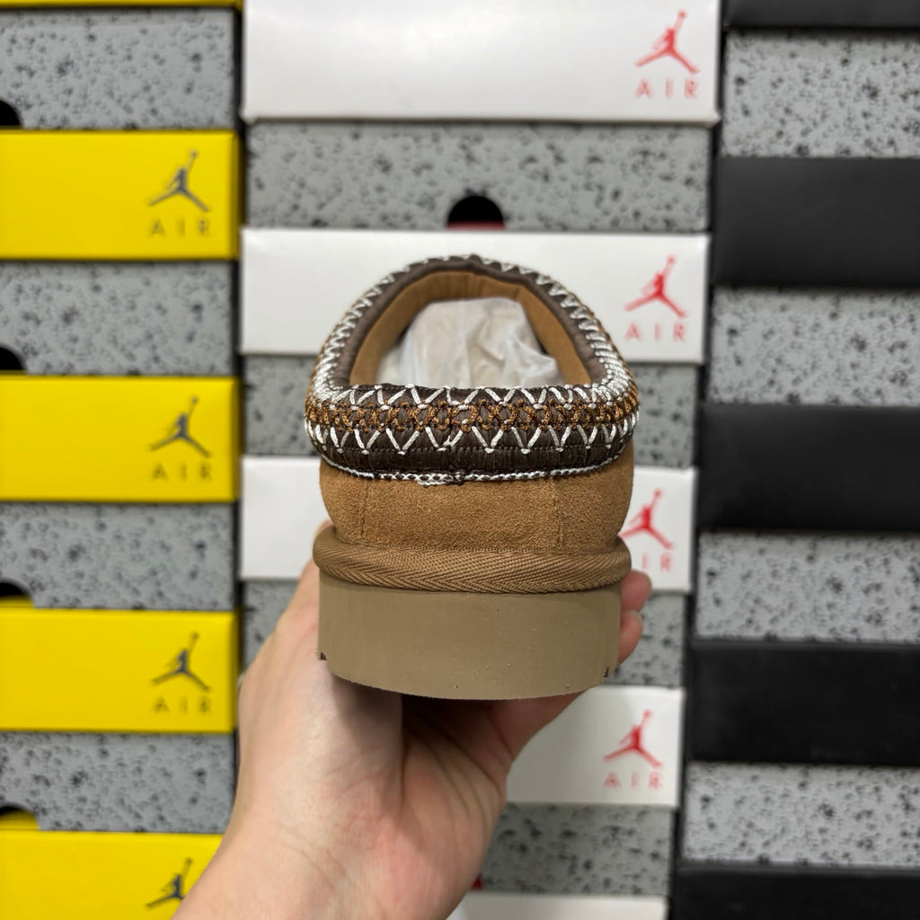 UGG Chestnut Slip-On Slippers with Contrast Woven Trim