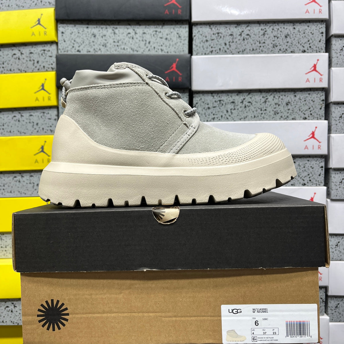 UGG Gray & Cream Chunky Lace-Up Ankle Boots